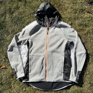 Under Armour Women’s Full Zip Hooded Gray Sweatshirt Jacket Swacket Size Medium